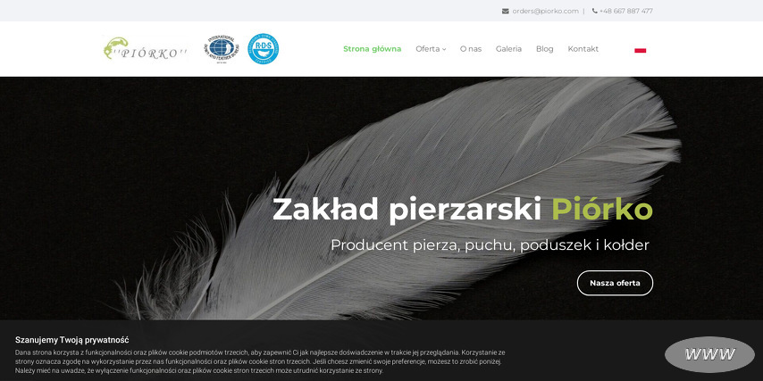 "Piórko" Skup i Sprzedaż Pierza, Import-Export Tomasz Lewandowski