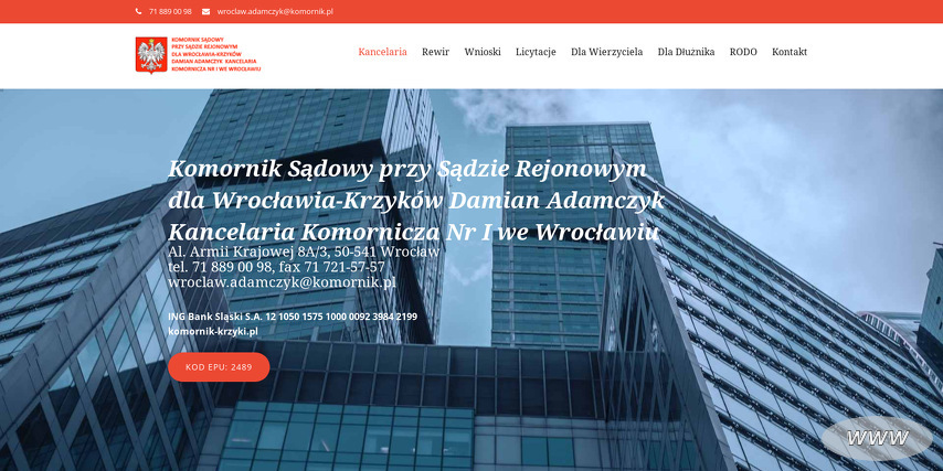 Komornik Sądowy przy Sądzie Rejonowym dla Wrocławia-Krzyków Damian Adamczyk