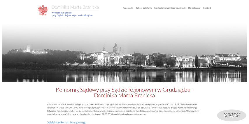 Komornik Sądowy przy Sądzie Rejonowym w Grudziądzu Dominika Marta Branicka