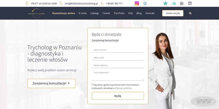 Klinika włosów trycholog mgr Joanna Zadura